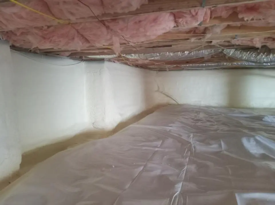 Crawl space encapsulation with closed-cell spray foam for Roof Waterproofing in Economy